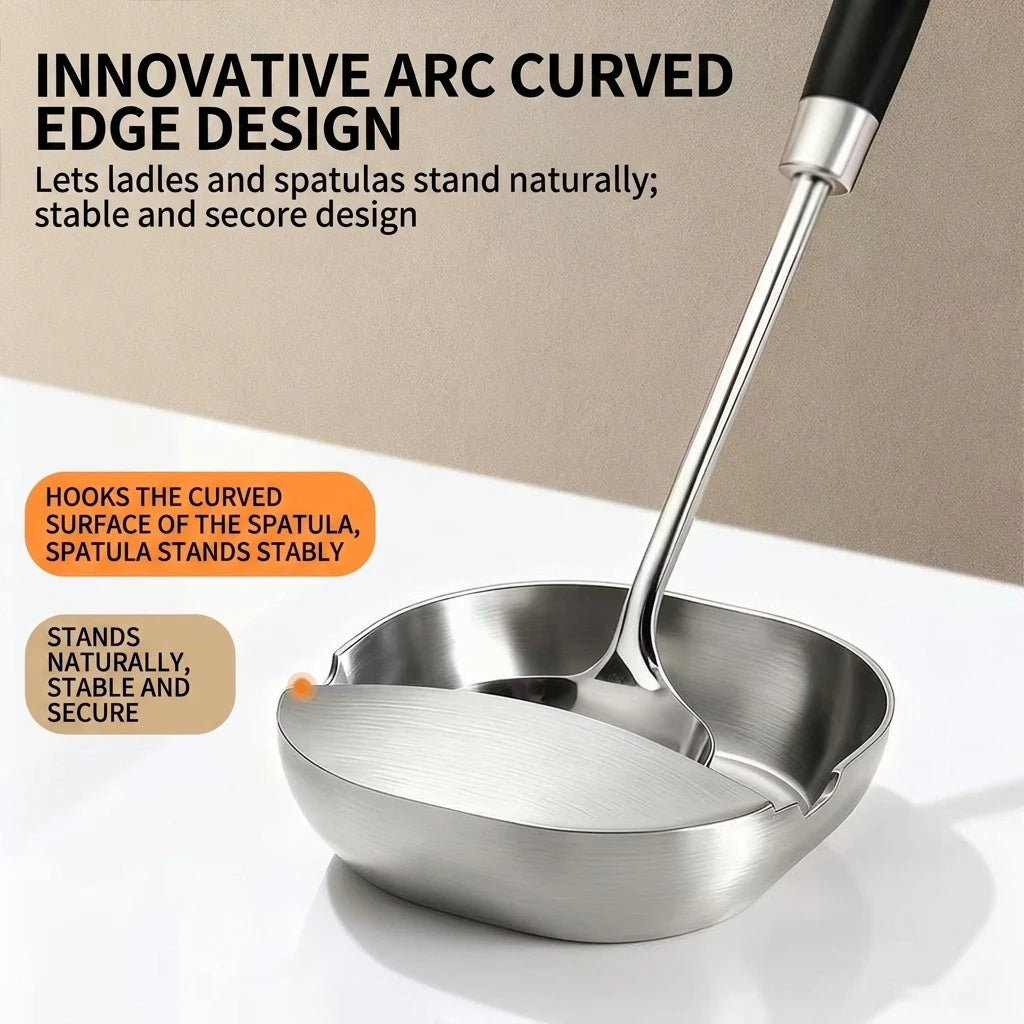 Stainless Steel Spoon Rest Kitchen Utensil Holder Spatula Rack Ladle Chopsticks Holder Drip Tray Countertop Organizer