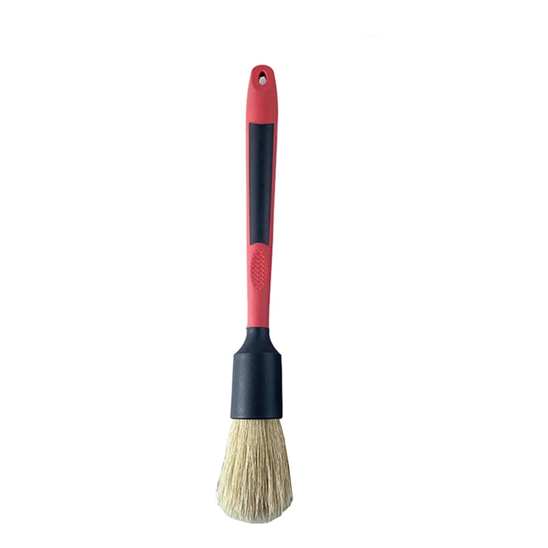 Lucullan 20% Denser Orginal Bristle Interior Cleaning Tools 28CM Red All Rubber Handle Car Detailing Brushes