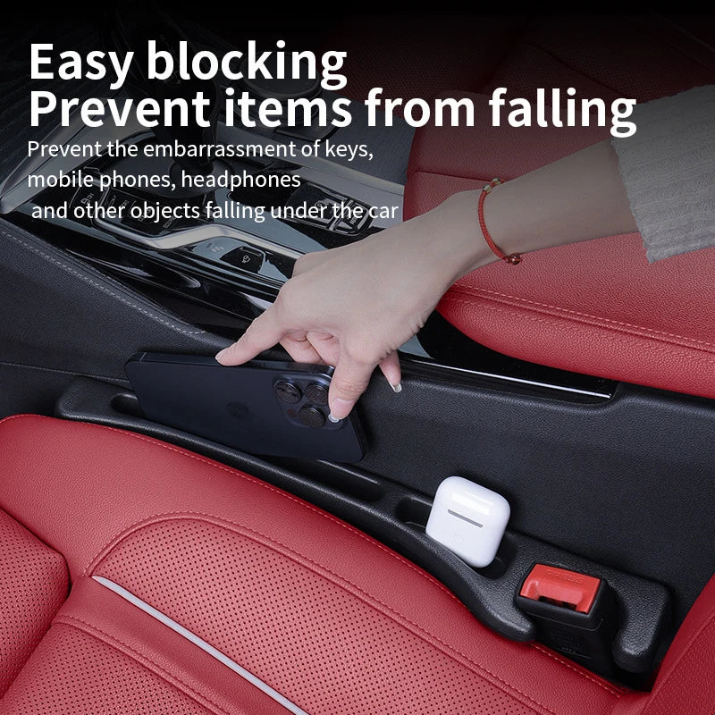 2 Pieces Car Seat Gap Filler Storage Bag Universal Fit No-Drop Side Gap Filler with Storage Slot And Hook for Vehicle Seat Gap S