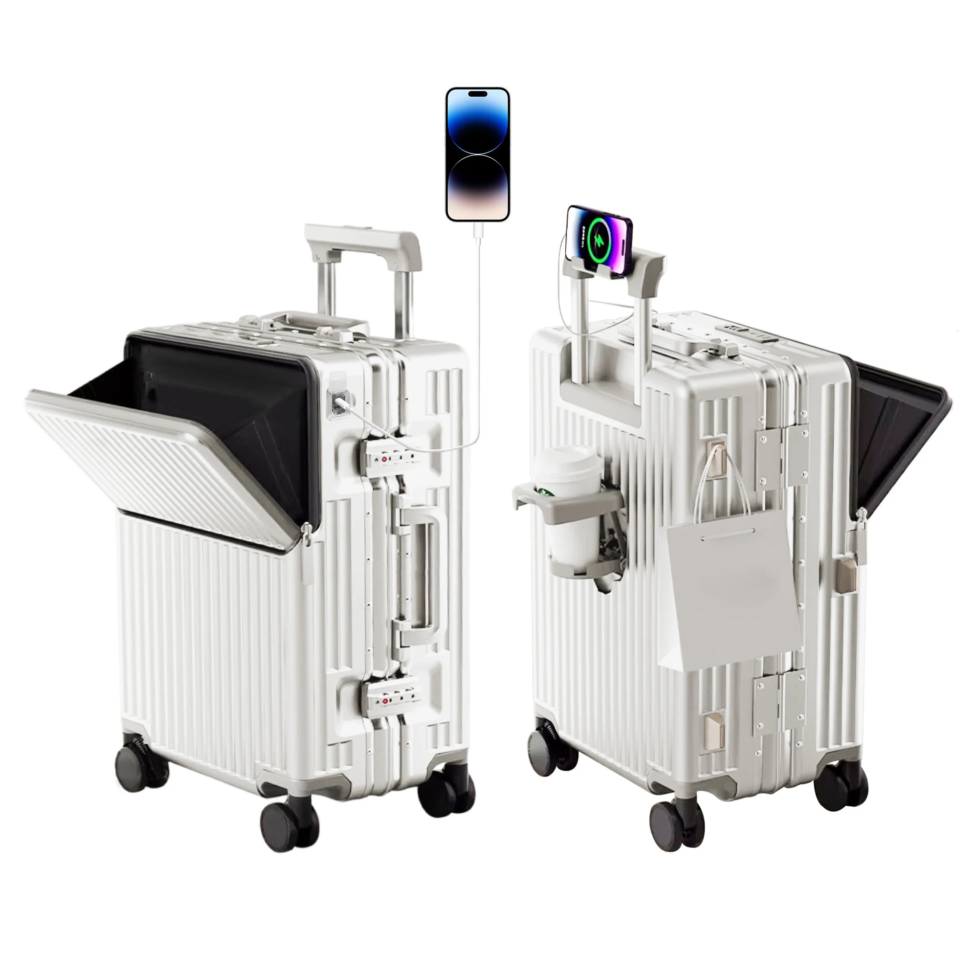 AIWEINY Lightweight Aluminum Frame Hard Shell Luggage 360 Silent Spinner Wheels TSA Lock 20/24/27 Inch Carry On/Travel Suitcase