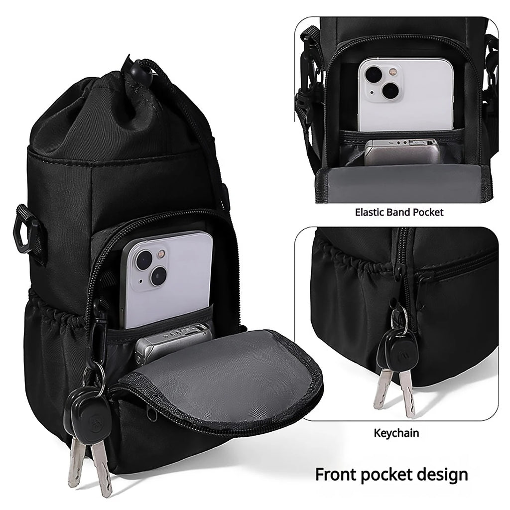 Crossbody drawstring water cup storage bag, insulation cover, single shoulder water bottle bag, waterproof and heat-insulating