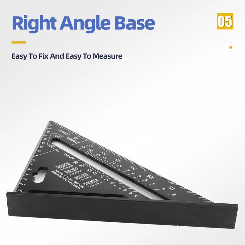 Angle Ruler 12 Inch Metric Imperial Aluminum Alloy Triangular Measuring Ruler Woodwork Triangle Angle Protractor Scriber