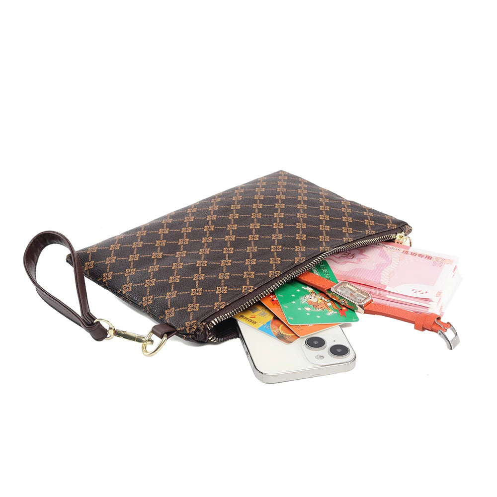 Simple and fashionable European and American printed mobile phone bag women's hand-held portable wallet home storage bag