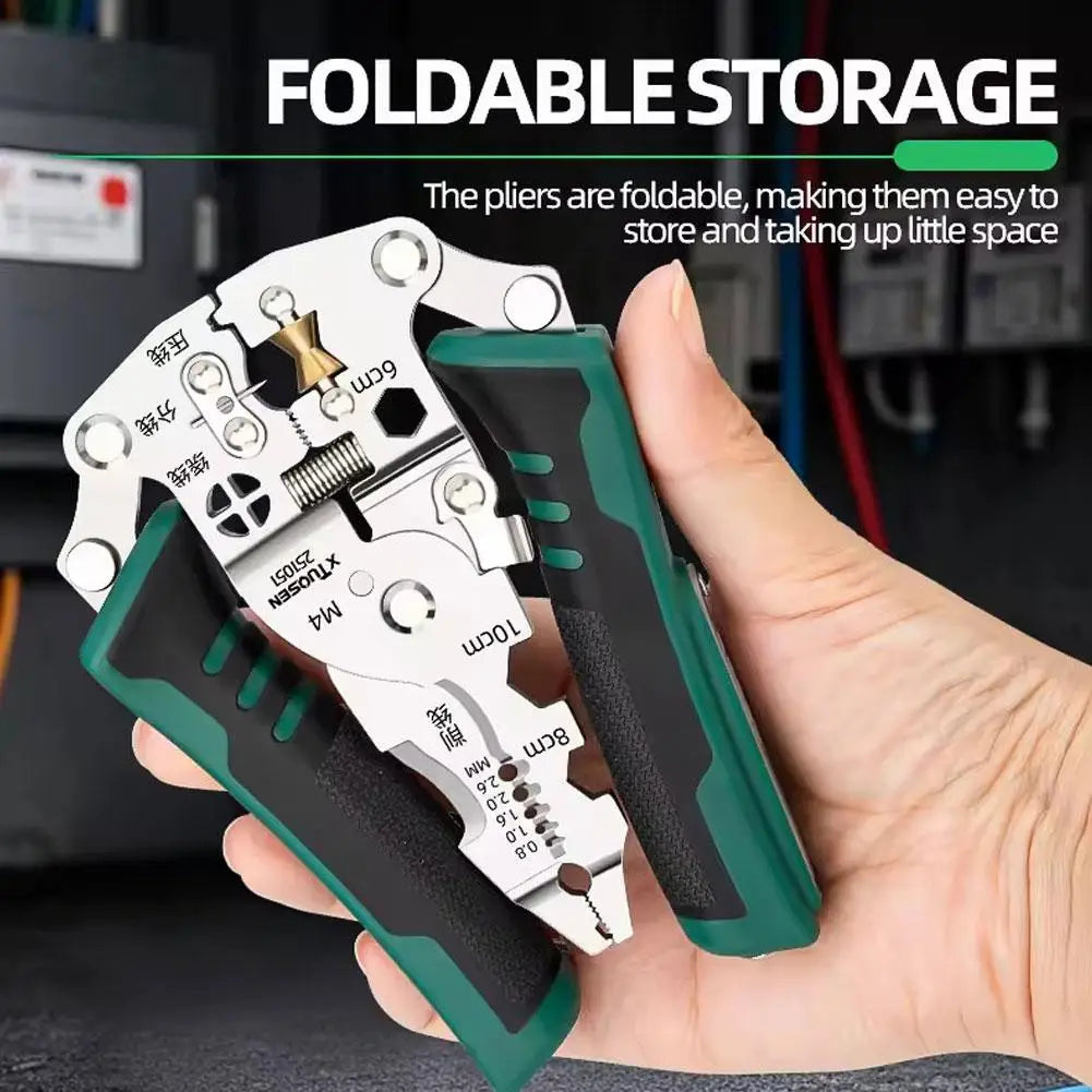 Multifunctional Wire Stripper & Voltage Tester Pliers Foldable Stainless Steel Electrician Tool With Live/Neutral Wire Detection