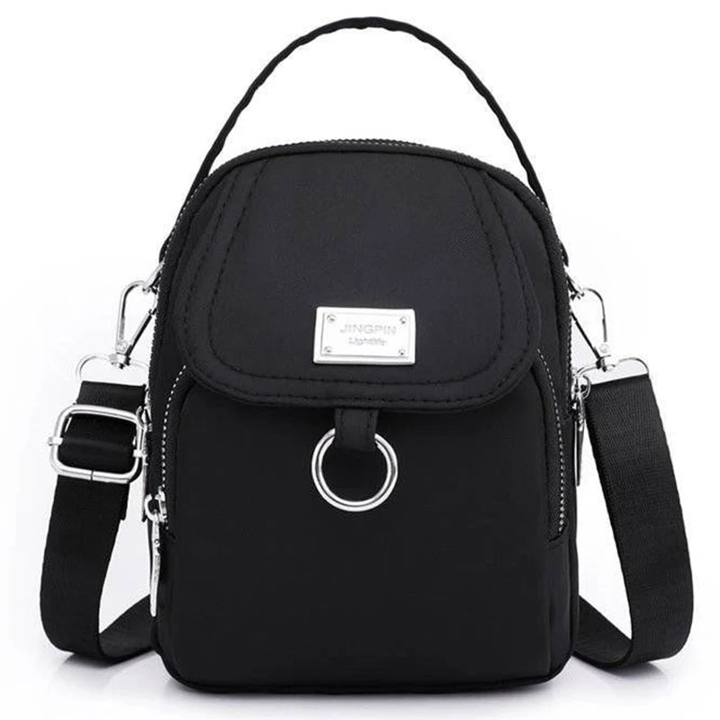 Multi Zipper Oxford Crossbody Bag Lightweight Adjustable Strap Casual Daily Travel Handbag With Top Handle For Everyday Use
