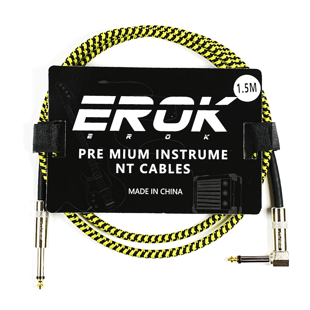 EROK 1.5/3/6/10M Guitar Audio Cables Anti-Noise Line 6.35mm Male to Male Colorful Braided Line Pedal Guitar Bass Universal Cable