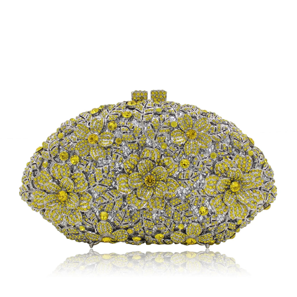 Hot Selling Wedding Handbag Hollow Out Crystal Flowers Bag Clutch Evening Purse Bag Luxury Pink Diamond Bag