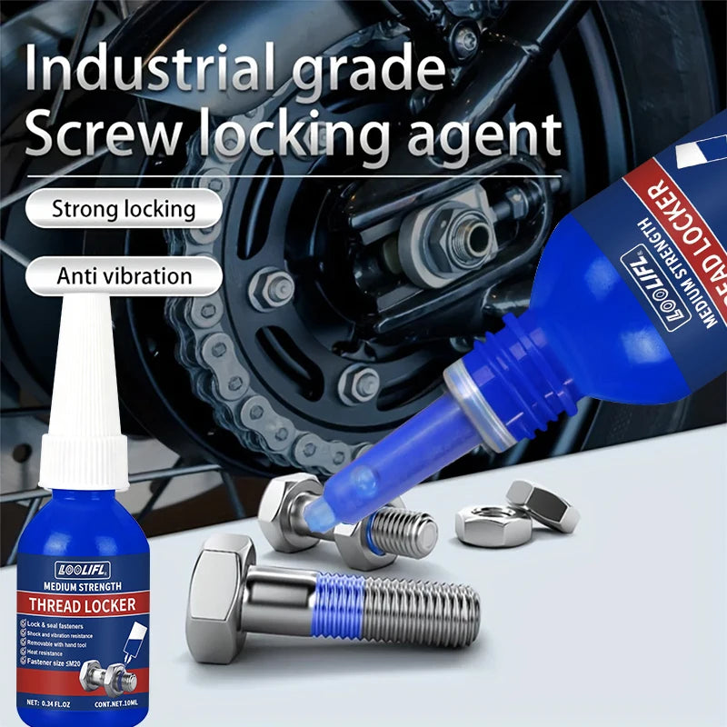 L00Lifl Blue Screw Adhesive 10ml - High-Strength, High-Temperature Resistant, Anti-Vibration Adhesive Specifically for Metal Fasteners, Removable Anaerobic Adhesive with Thread Locking Agent, Industrial-Grade Strength Adhesiv