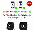 Wireless CarPlay Adapter for iPhone and Android Auto 2-in-1 USB Adapter 5.8GHz WiFi automatic connection wired to wireless