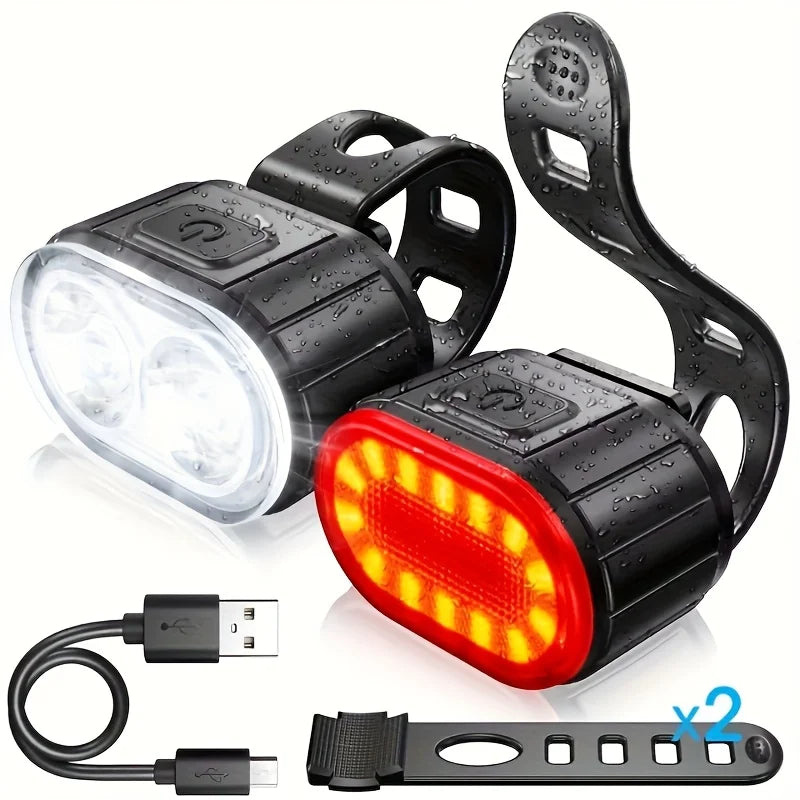 Cycling Bicycle Front Rear Light Set Bike Rechargeable Headlight Light MTB Waterproof Taillight LED Lantern Bicycle Accessories