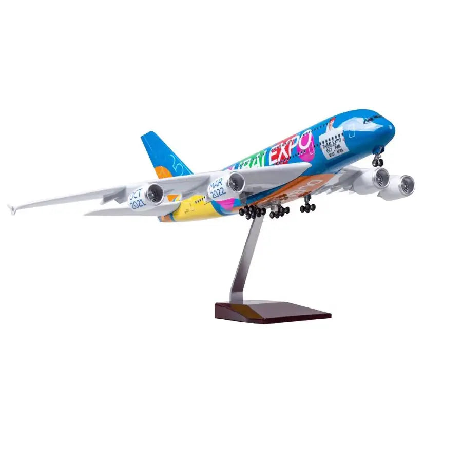 1/160 Scale Emirates A380 Plane Model Aircraft Airplane Airways W Light Diecast Resin Collection Display Toys Gifts
