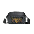 Men's Crossbody Bag Bee Embroidery Shoulder Bag Woman/Man Outdoor Commuting Business Satchels Waterproof PU Slide Men Bags