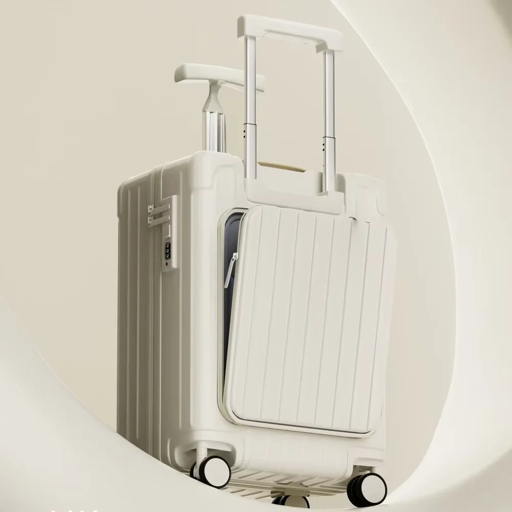 Bunnyfly Kids Front Opening Boarding Case with Spinner Wheels Laptop Trolley Carry on Luggage for Travel Easy to Handle Suitcase