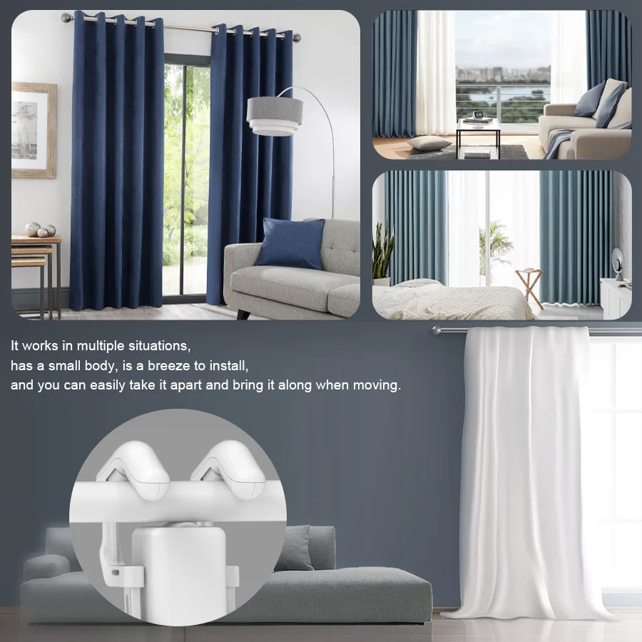 WiFi 3 in 1 Smart Curtain Motor Electric Curtain Robot Auto Opener No Wiring Support APP （Equipped with Remote Control）