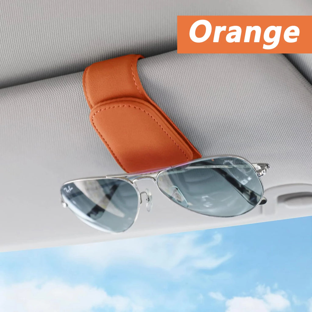 Sunglasses Holder Is Suitable for Car Sun Shades Magnetic Leather Sunglasses Clip and Ticket Clip Car Sunshade Accessories