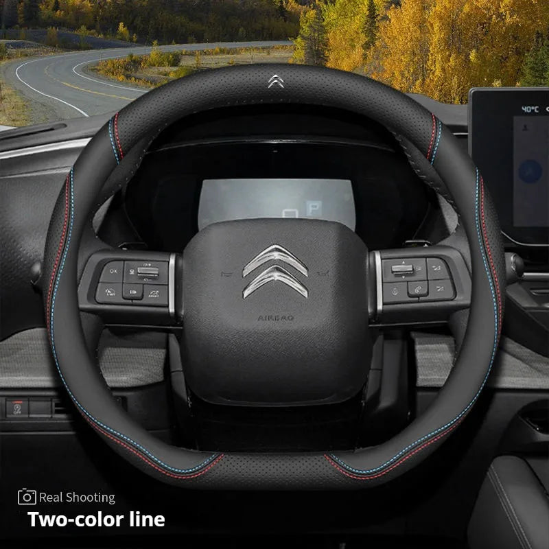 For Citroen C4X C5X C3 C5 Aircross e-Berlingo C4 2021 2022 2023 Nappa Leather Car Steering Wheel Cover Auto Interior Accessories