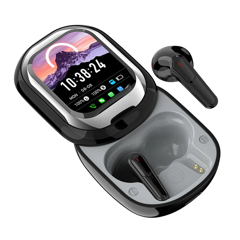 SE-ONE Smart Headphones LED Full-color Slide Touch Screen Support APP Information Receiving Wireless TWS Earbuds 300mAh