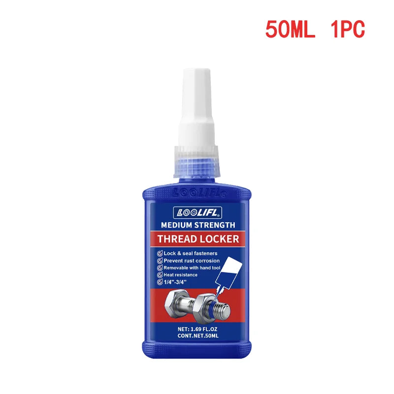 LOOLIFL Blue Thread Locker 243 Nuts-Bolts Locker, Screw Adhesive Lock Tight Seal Fasteners Anaerobic Curing Metal Glue,Rustproof