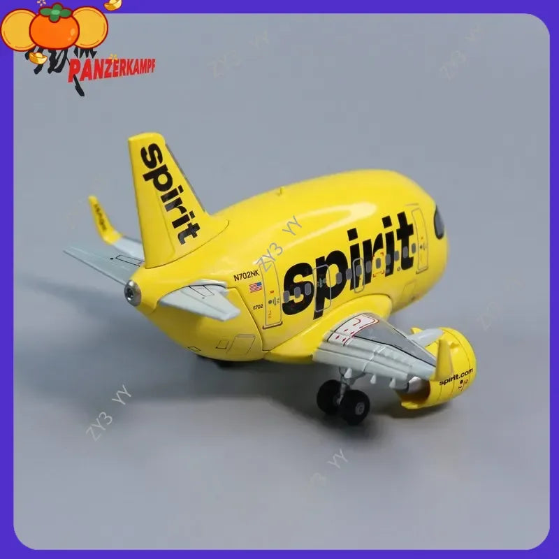 NEW Panzerkampf Cartoon Airplane Model Full Alloy 70102PP Airbus A321NEO Spirit Airlines Display Model For Aviation Enthusiasts
