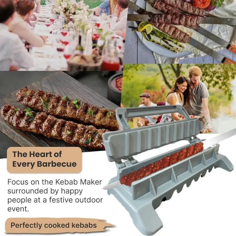 Kebab Maker Kebab 2.3cm Steel Skewers Manual Kebab Mould Reusable Barbecue Skewers for Meat Vegetable Outdoor Grilling Barbecue
