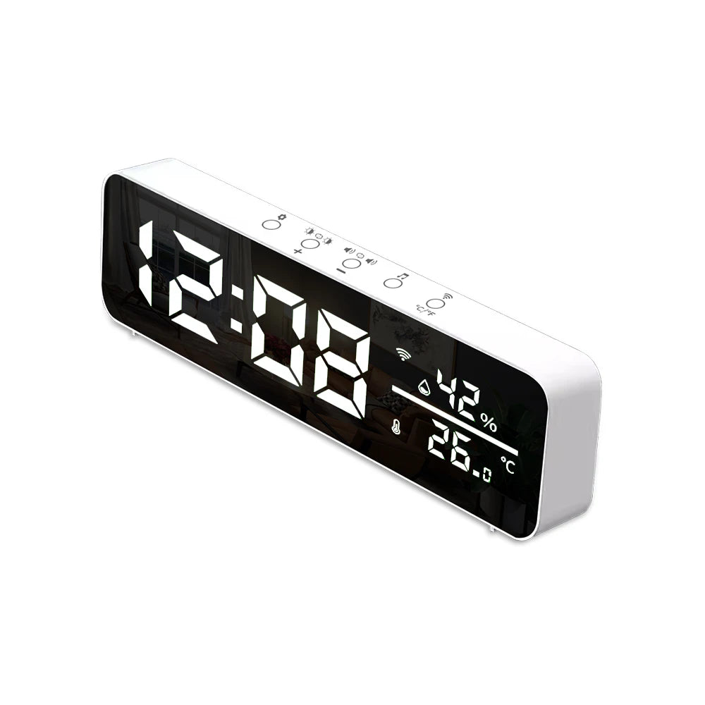 Tuya WiFi Mirror LED ClocksSupport Temperature Humidity Sensor Time Display USB Desktop Alarm Clock for Living Room Decoration