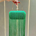 New Unique Sparkly Evening Bag with Long Tassels, Women Multi-purpose Handheld Shoulder Crossbody Purse for Formal Wedding Party