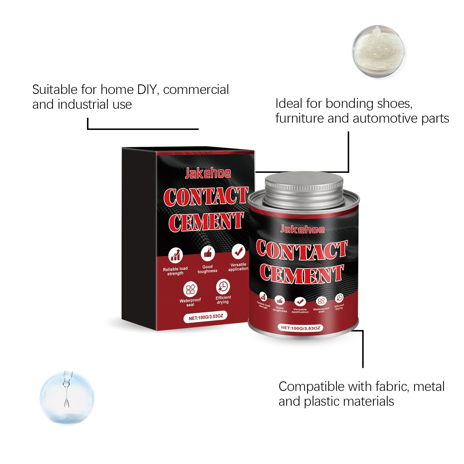 Contact Adhesive Glue Flexible Waterproof Heat Resistant Strong Bond For Furniture Leather Wood Rubber Repair Fast Drying DIY