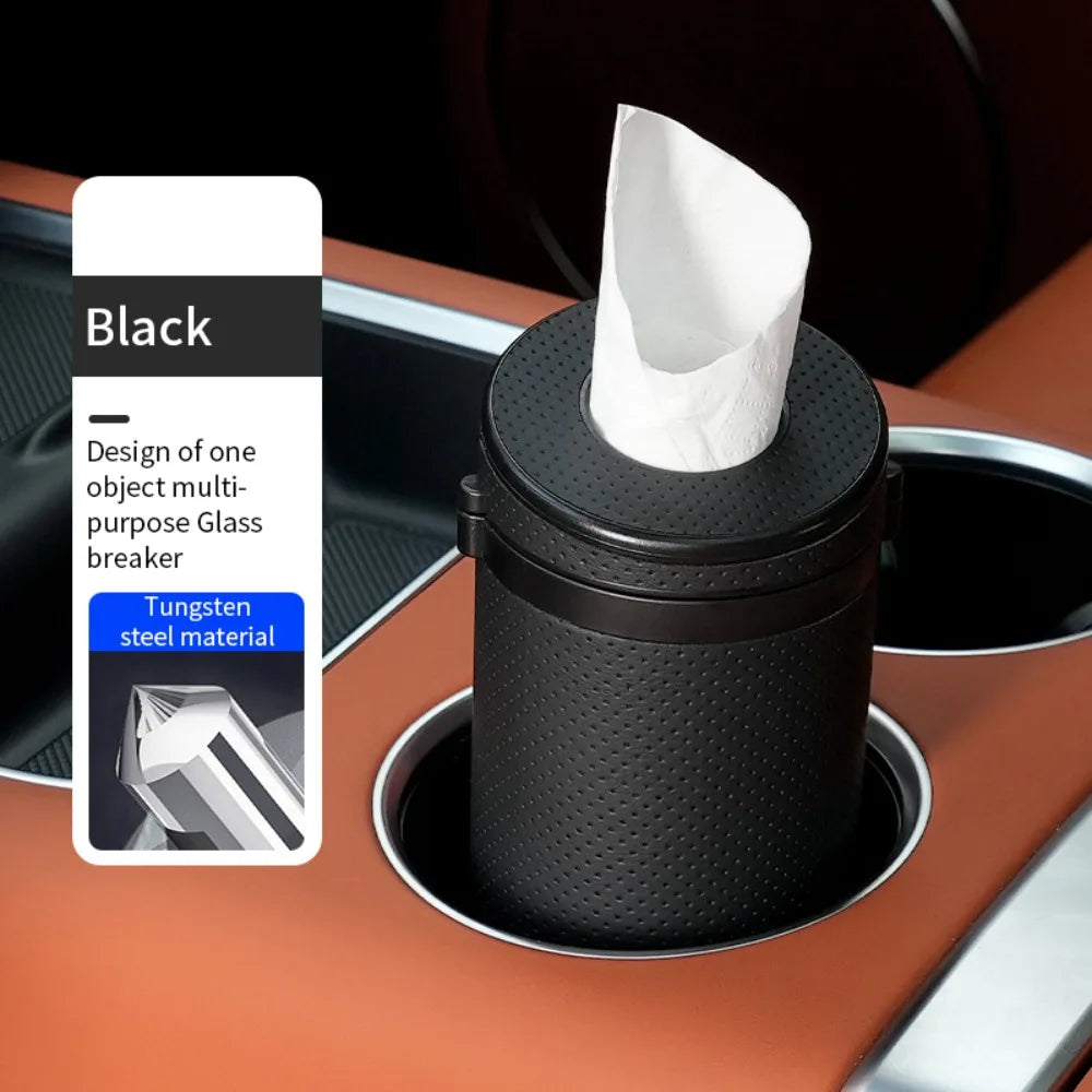 Durable Round Car Tissue Box Portable Multifunction Paper Storage Box Safety Broken Window Tissue Cup Universal