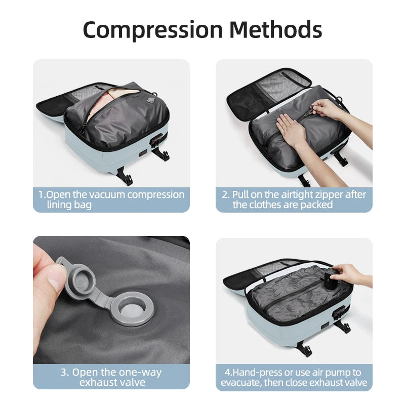 Travel casual Backpack 16 inch vacuum compression Laptop Backpack USB charging school Backpack Extended Hiking Business backpack