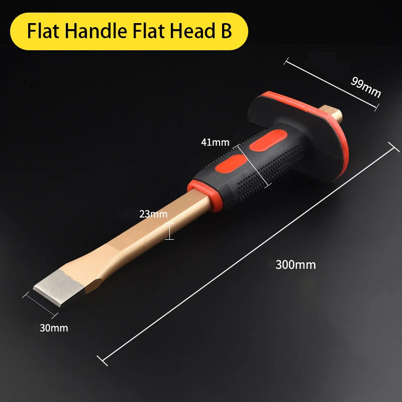 Flat Head Pointed Chisel Stonemason Chisel Hand Guard Chisel Carving Knife Tungsten Alloy Steel Stone Breaking Tool Hand Tools