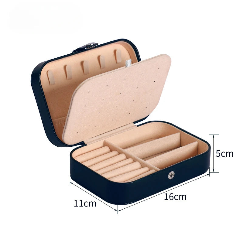Portable PU Leather Jewelry Organizer - Travel Ring Earrings Necklace Storage Case, with Zipper & Removable Dividers