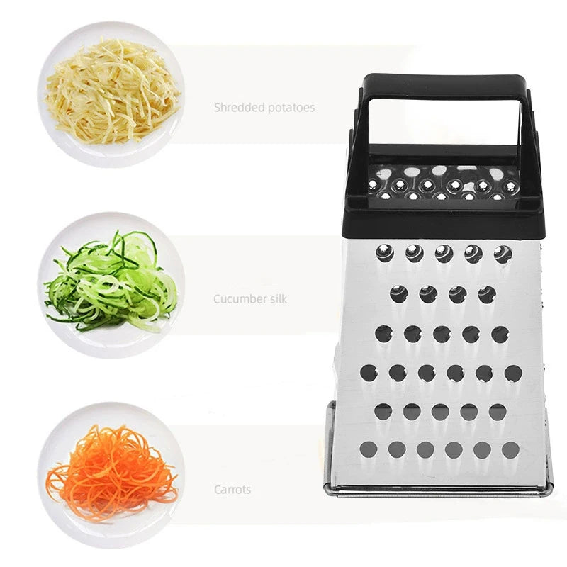 1pc Stainless Steel Four-sided Grater Vertical Vegetable Grater Multifunctional Household Stereo Melon Slicer