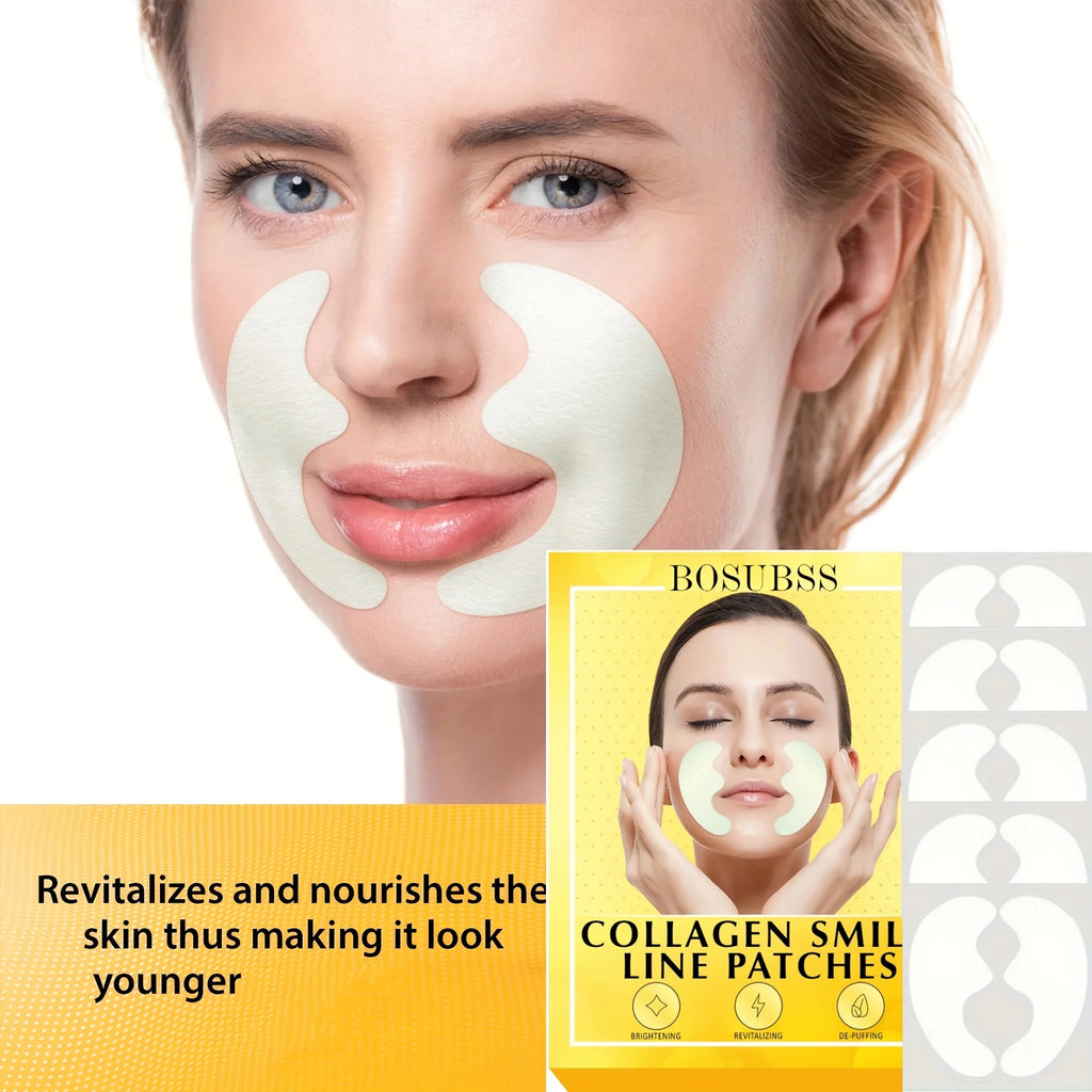 10 Pcs Collagen Smile Line Patches: Firming, Wrinkle Smoothing & Fragrance-Free Skin Care, Suitable for All Skin Types
