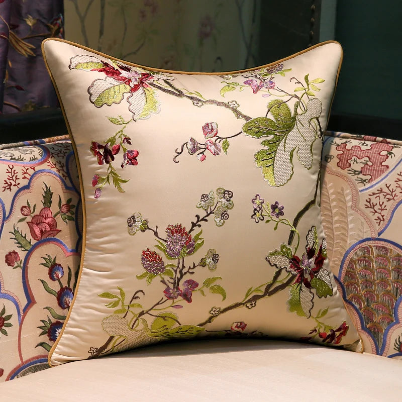 New Chinese-style Throw Pillows Classical Embroidery Rosewood Sofa Cushions for Living Room Large Headboard Backrest Cushions