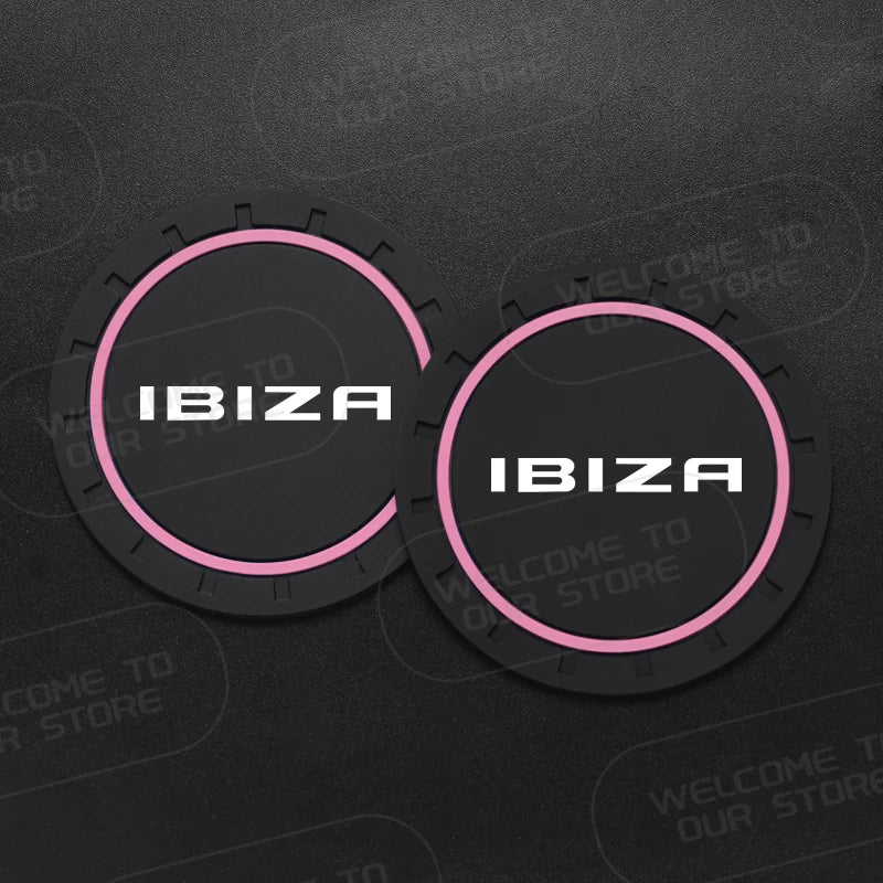 Car Silicone Coaster For Ibiza LOGO 6L MK4 FR Line TSI TDI 2Pcs Anti-Slip Water Cup Drink Mat Insert Coaster Pads Accessories
