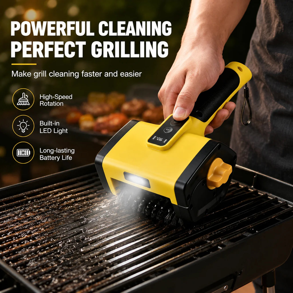 BBQ Grill Brush 2-Speed Settings 800RPM Electric Grill Brush Grill Cleaner 3000 mAh for Outdoor Griddles Picnic Barbecue Kitchen