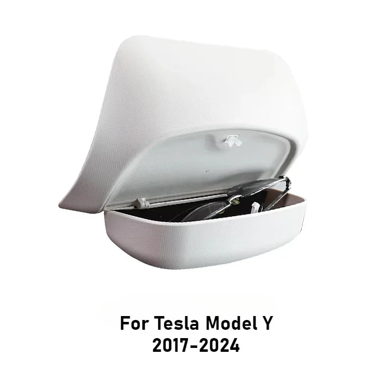 For Tesla Model Y/3/3+ Car Roof Glasses Box Sunglasses Storage Box Sun Visor Clip Card Storage Car Modification Accessories