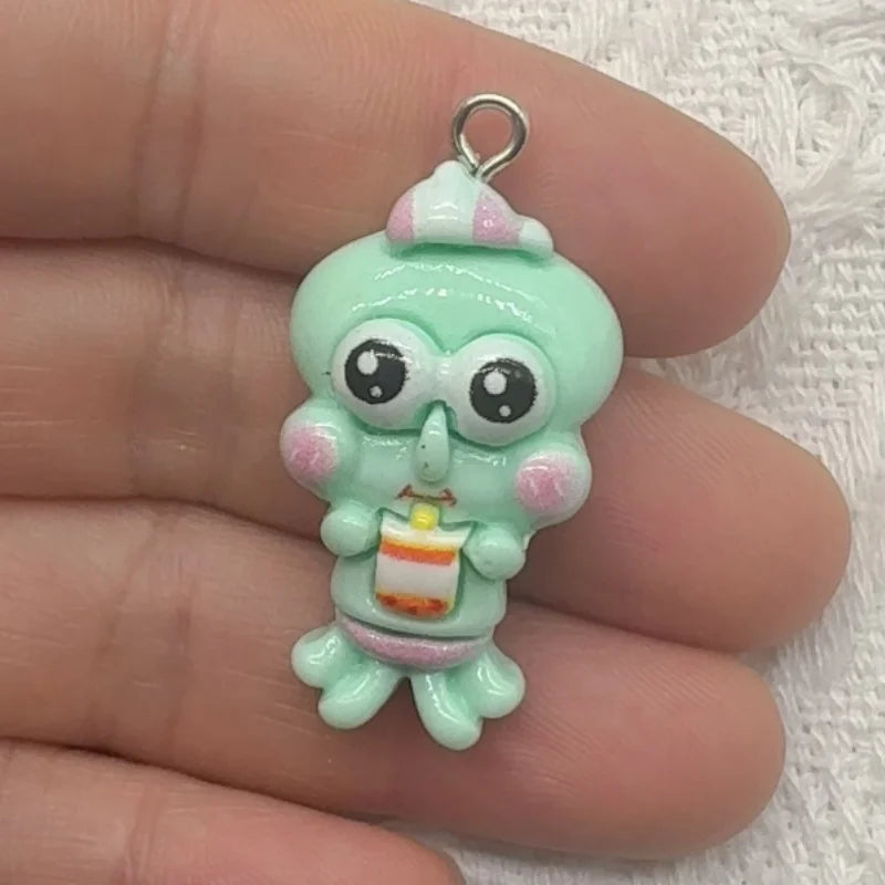 10pcs cartoon resin pendant, DIY jewelry making earrings, keychain accessories