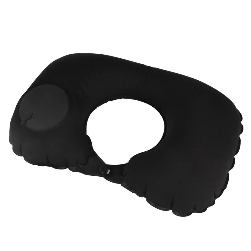 Inflatable Neck Air Pillow U Shape Neckrest Head Rest Portable Sleep Resting Folding Press Travel Pillow for Airplane Train Car