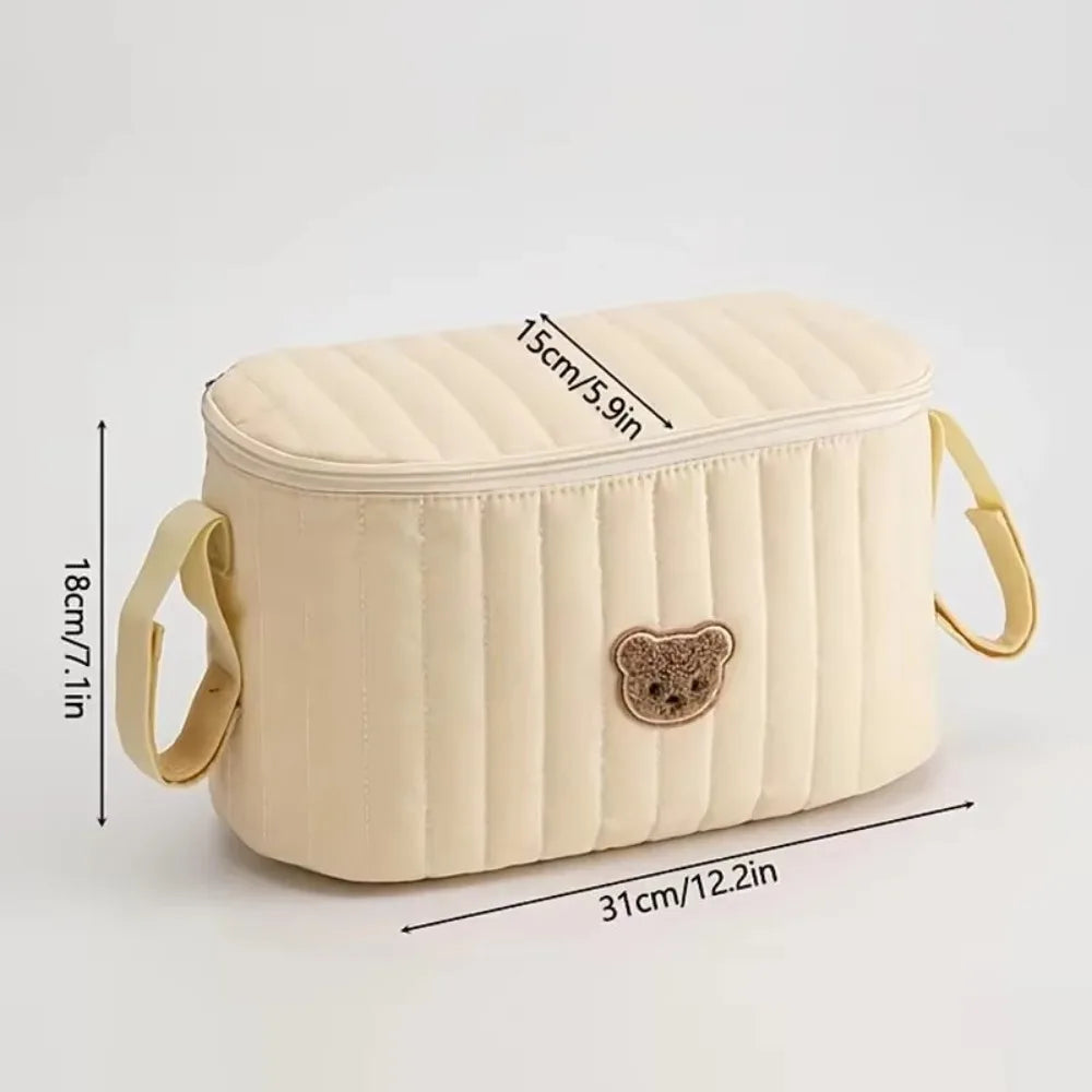 Korean Style Diaper Bag Multifunctional Storage Compartments Stroller Nappy Bag Cute Bear Design Organizer Pockets