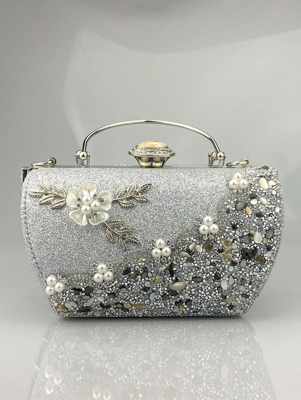 princess bag with metal rhinestone embellishments, evening party dress handbag, elegant women's handbag