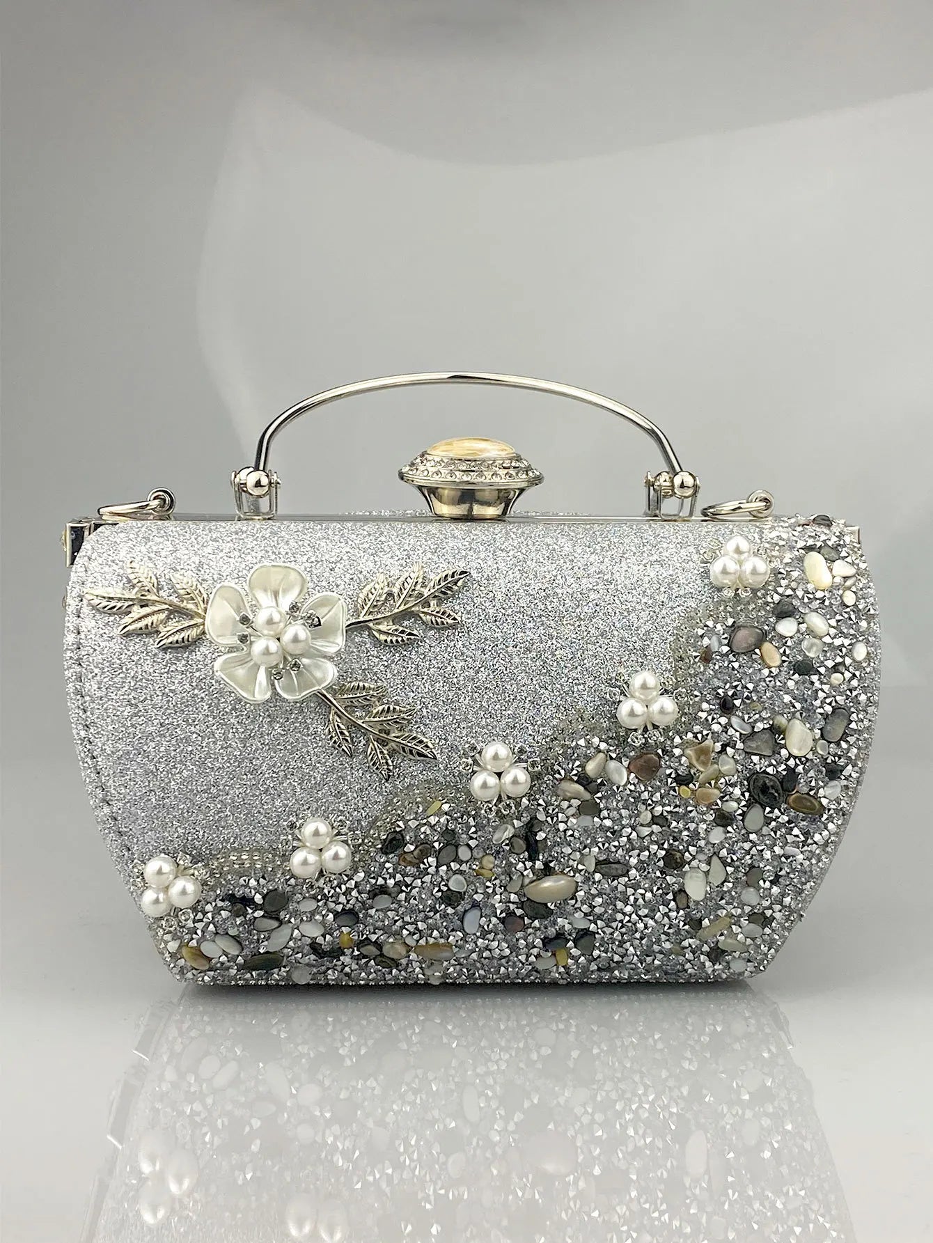princess bag with metal rhinestone embellishments, evening party dress handbag, elegant women's handbag