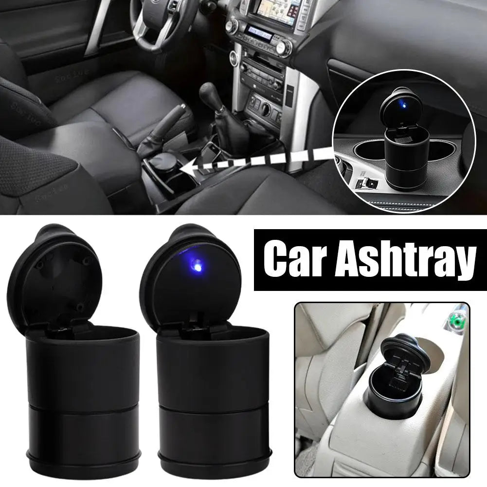 Car Ashtray With LED Light Portable Auto Ashtray Cigarette Ash Holders Flame Decor Smoke Accessories Retardant Car Cup Inte O3Z3