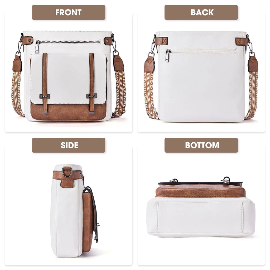 Women's Large Capacity Crossbody Bag, Single Shoulder Crossbody Bag, Messenger Bag, Multi-Pocket Travel Bag, Bohemian Style Shoulder Strap - Faux Leather