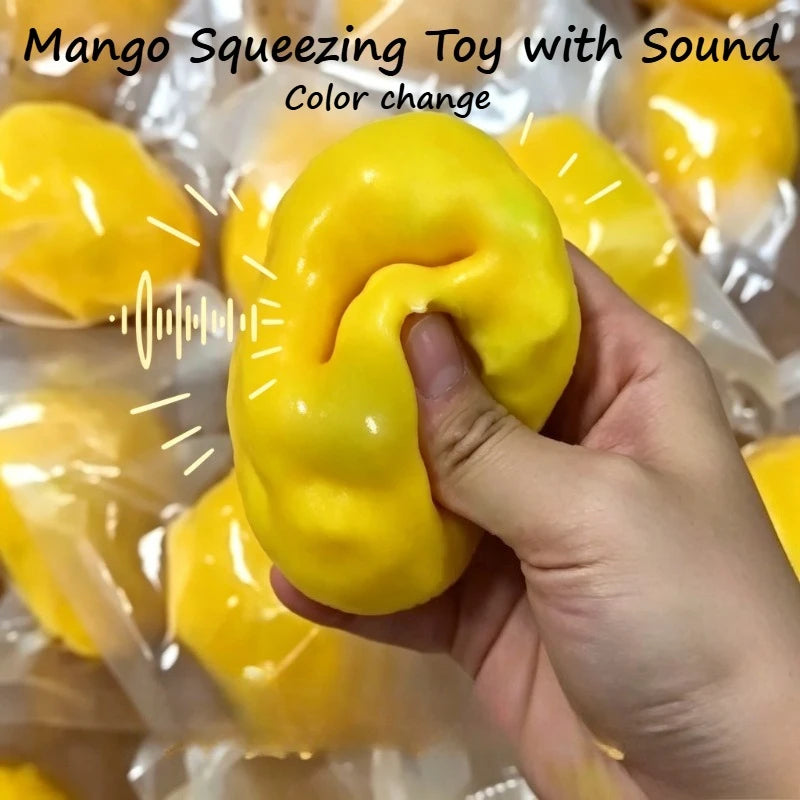 Handmade Warm Crispy Mango Squishy Fidget Ball Color-Changing Asmr Sensory Stress Relief Toy Squeeze Toy for Stress Relief