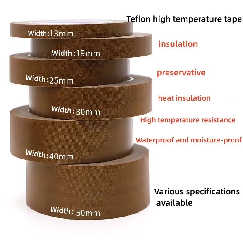 PTFE High Temperature Resistance Tape  300° C  Heat Insulation Adhesive Sealing Machine Self-adhesive Waterproof Tapes Roll