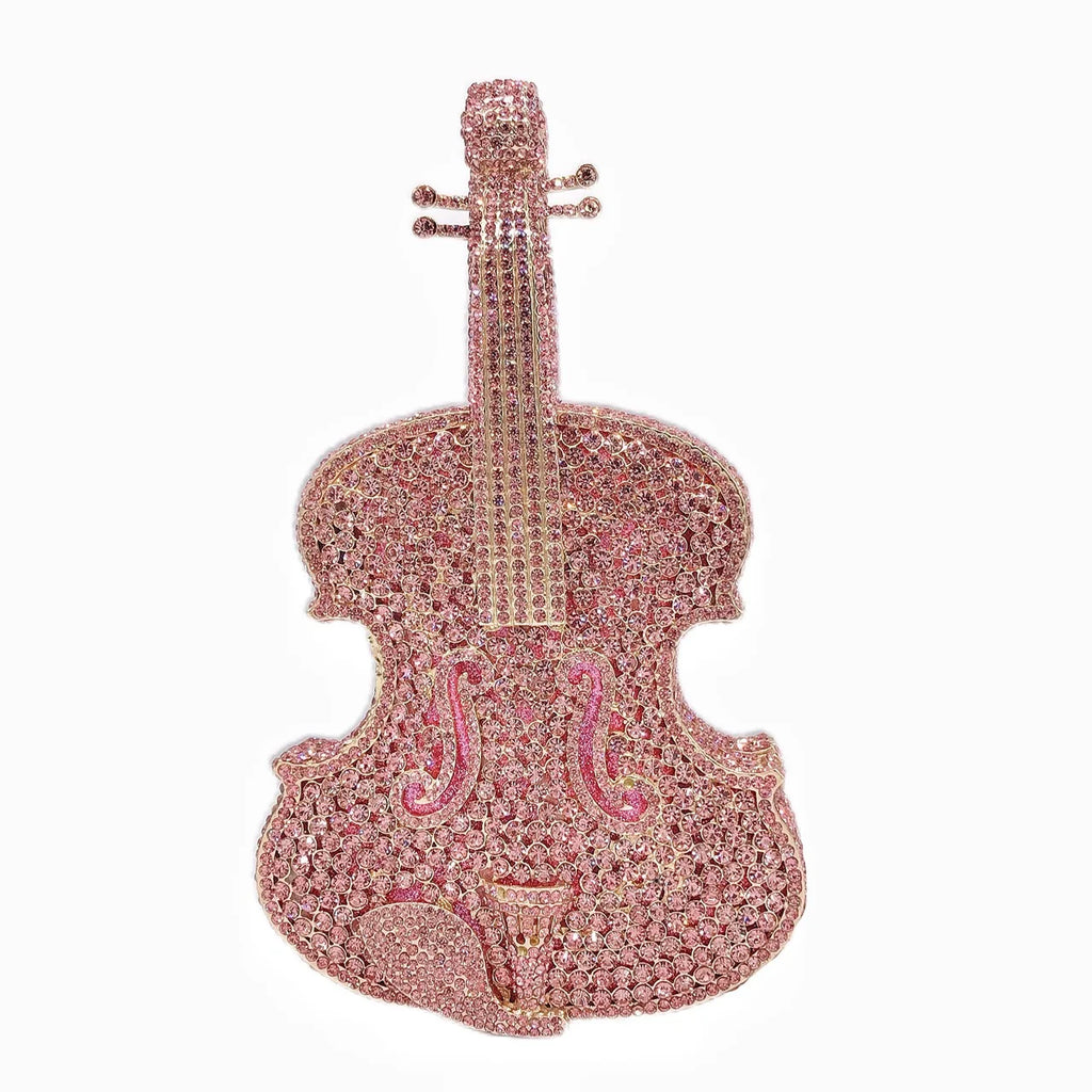 Amazing Luxury Pop Violin Crystal Evening Bag Party Handbag Diamond Clutch Bag Banquet Pouch Wedding Day Clutches