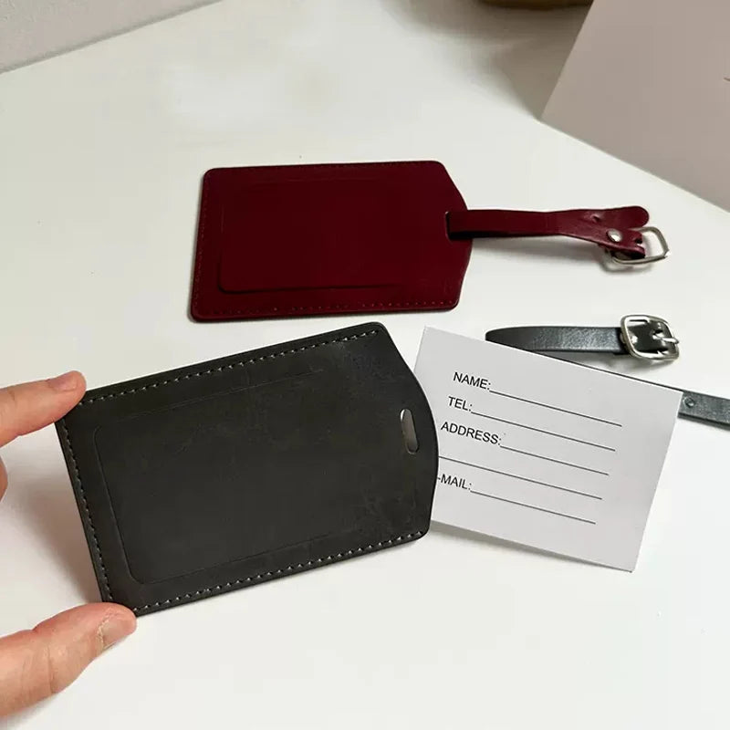 Customized Initials Baggage Tag Travel Business Luggage Tag Thickened Pu Leather Boarding Pass Flap Suitcase Tag Wedding Gift