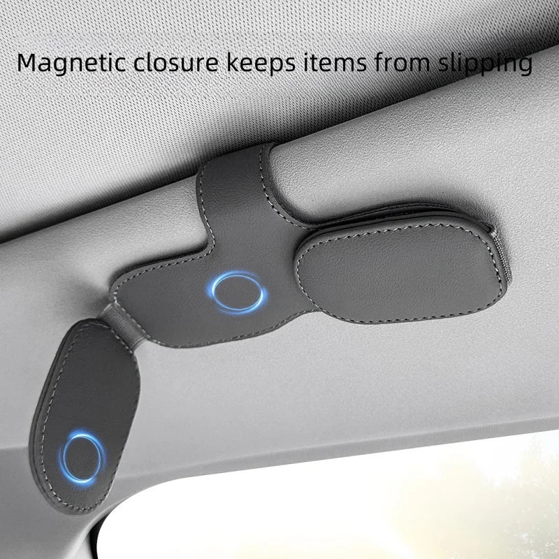 Car Glasses Holder Multifunctional Car Sunglasses Double Clip Bill Holder Car Sunglasses Storage Box Card Holder