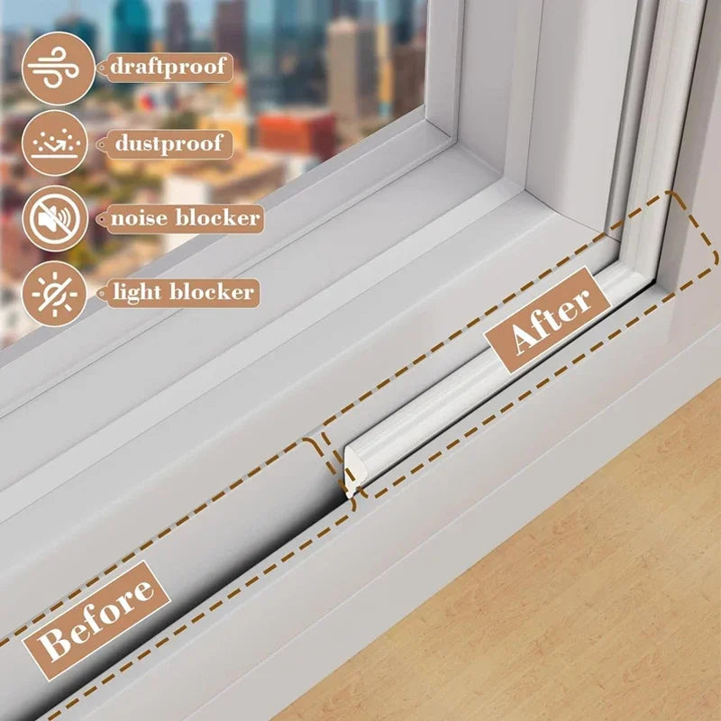 4M Wedge-Shape Foam Weather Stripping Door Seal Strip self-adhesive high density PU weatherstrip Gap Filler for Doors Frame
